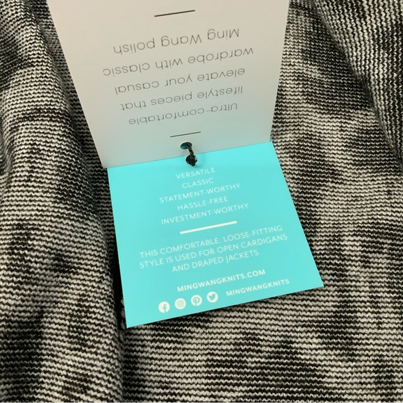 Ming Wang Relaxed Fit Open Front Kimono Cardigan Black White Small Medium New - Picture 9 of 13